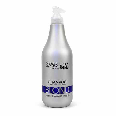 Eveline Sleek Line Blond Șampon cu Proteine din Mătase 1000 ml, format profesional pentru păr blond