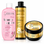 Set Eveline Păr + Corp – Șampon Oleo Expert 400 ml + Mască Oleo Expert 500 ml + Loțiune Beauty & Glow Iluminatoare 350 ml