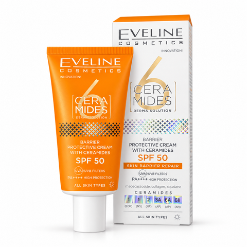 Eveline 6 Ceramides Cremă Protectoare de Barieră cu Ceramide 50 ml, piele uscată și sensibilă