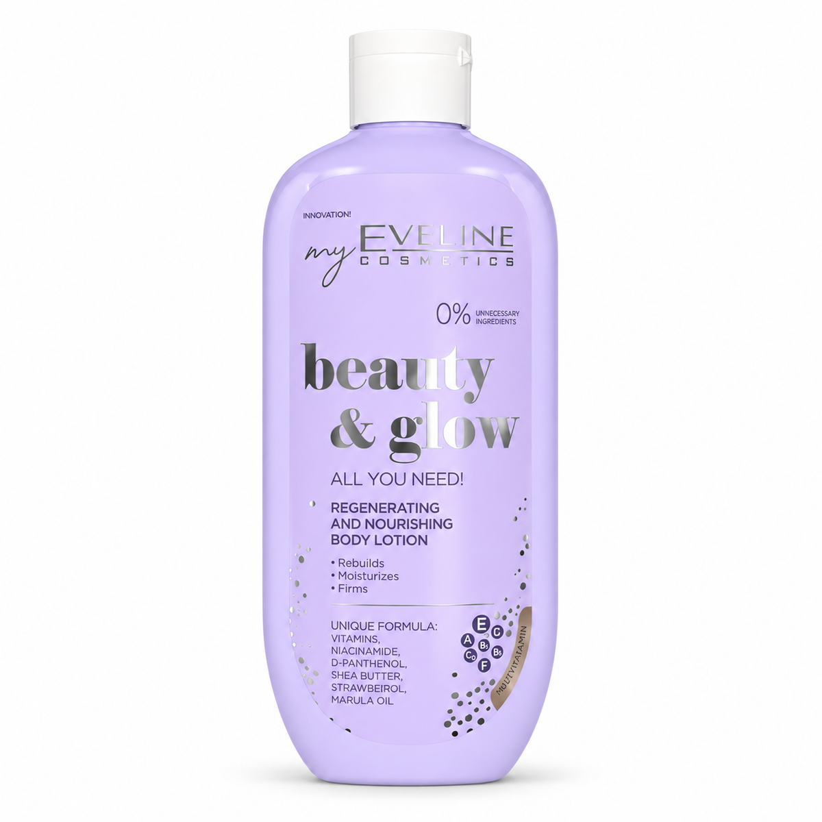 Eveline Beauty & Glow Loțiune de Corp Regenerantă și Nutritivă 350 ml, unt de shea și ulei de marula