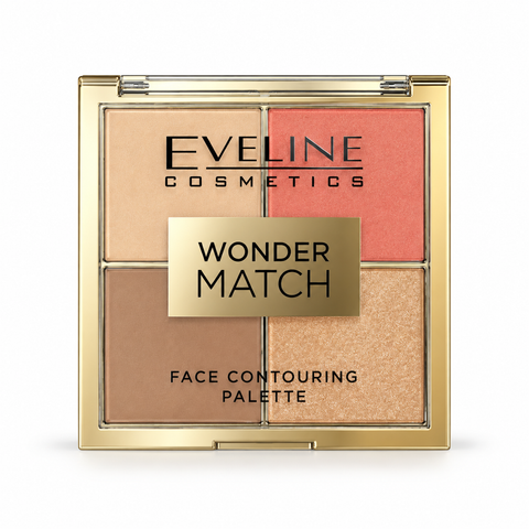 Eveline Wonder Match Paletă Contouring 4 Nuanțe – Bronzer, Blush, Iluminator și Pudră, Conturarea Feței