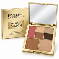 Eveline Wonder Match Paletă Eye & Face – Farduri de Ochi, Blush, Bronzer și Iluminator, cu Oglindă