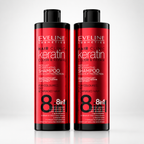 Pachet 2 x Eveline Hair Clinic Keratin Șampon 8în1 400 ml, protecția culorii pentru păr vopsit