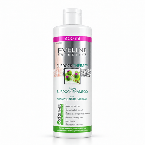 Eveline Burdock Therapy Șampon Activ cu Extract de Brusture 400 ml, păr fin și predispus la cădere