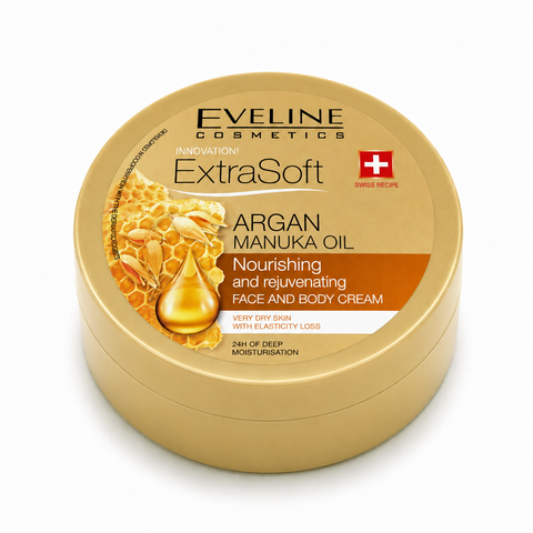 Eveline Extra Soft Cremă cu Ulei de Argan și Manuka 175 ml, față și corp