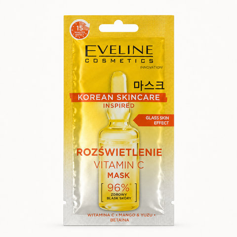Eveline Korean Skincare Mască de Față cu Vitamina C 8 ml, iluminare