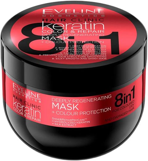 Eveline Hair Clinic Keratin Color & Repair Mască de Păr 8în1 500 ml