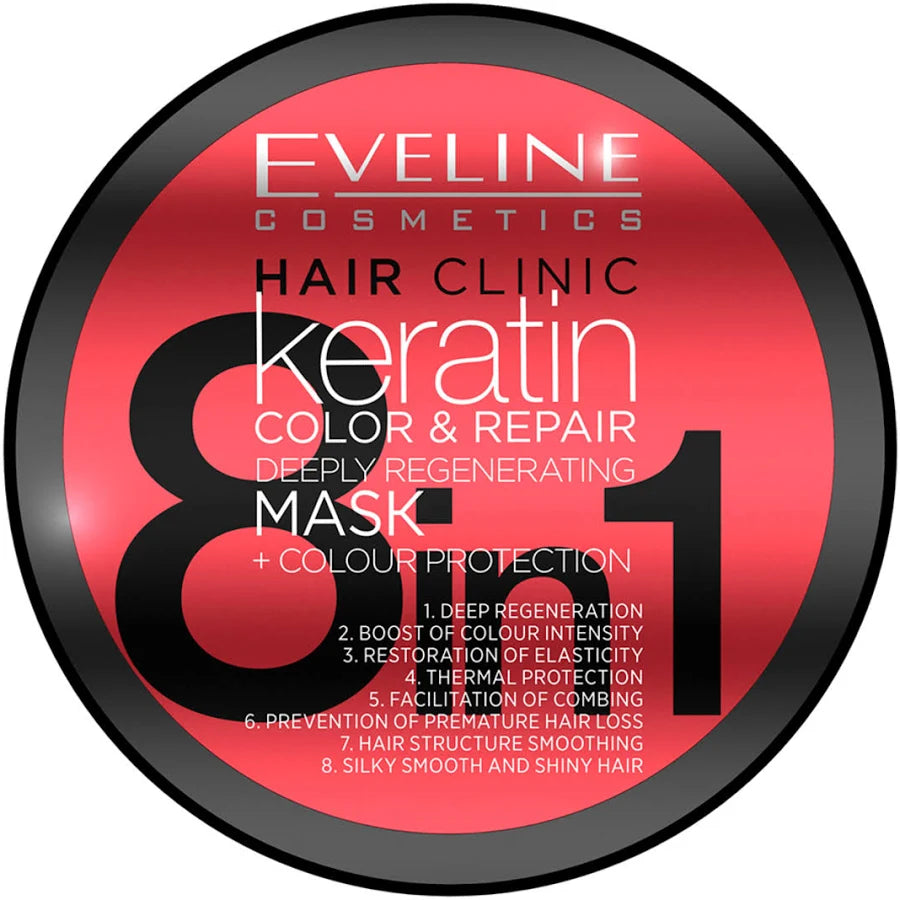 Eveline Hair Clinic Keratin Color & Repair Mască de Păr 8în1 500 ml — imagine 2