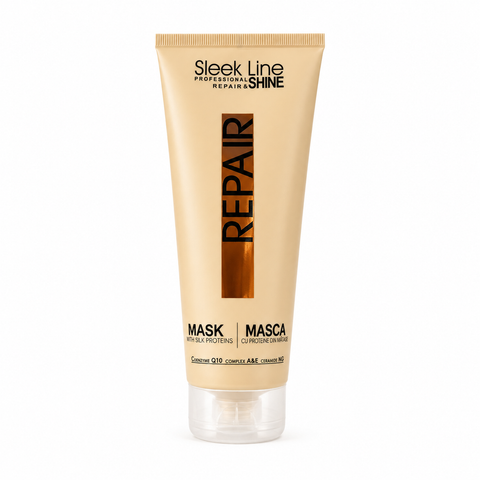 Eveline Sleek Line Repair Mască Reparatoare cu Proteine din Mătase 250 ml, pentru păr uscat și deteriorat