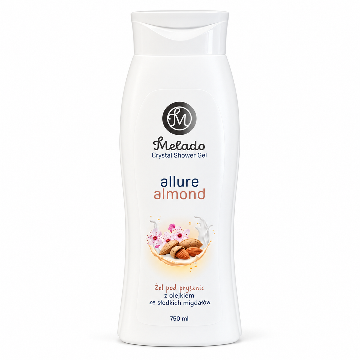 Melado Crystal Gel de Duș Allure Almond 750 ml, cu Ulei de Migdale Dulci, Piele Sensibilă