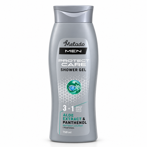 Melado Men Gel de Duș Protect & Care 3în1 750 ml, Corp, Păr și Față, cu Extract de Aloe și Pantenol