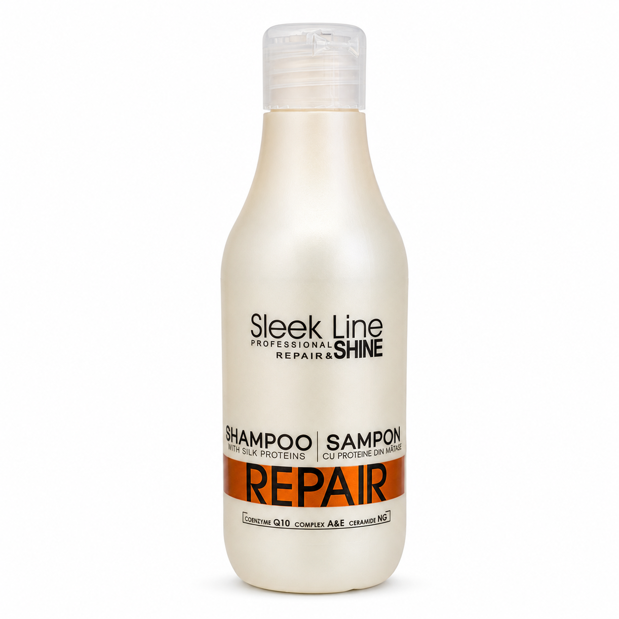 Eveline Sleek Line Repair Șampon Reparator cu Proteine din Mătase 300 ml, pentru păr deteriorat