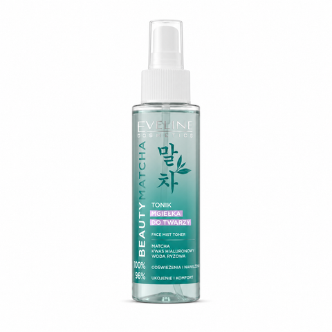 Eveline Beauty Matcha Toner Spray pentru Față 110 ml, cu acid hialuronic și apă de orez, hidratare
